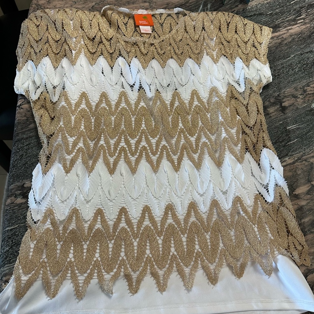 Metallic Gold and White Shell
